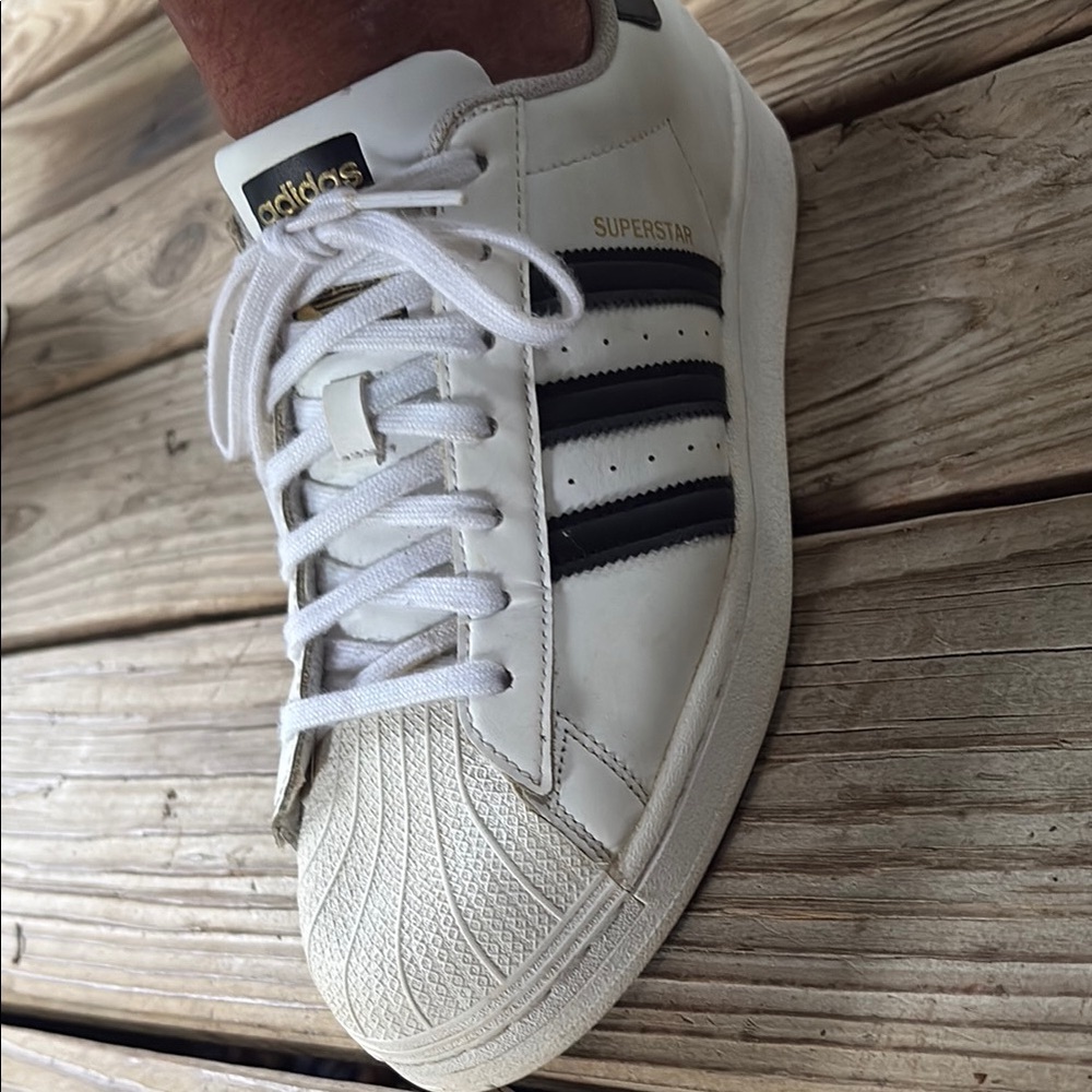 Adidas Superstar Men's Cream and Black Sneakers
